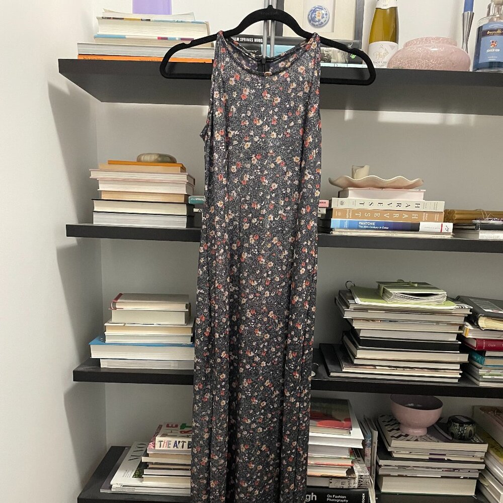 vintage maxi floral dress with slit
